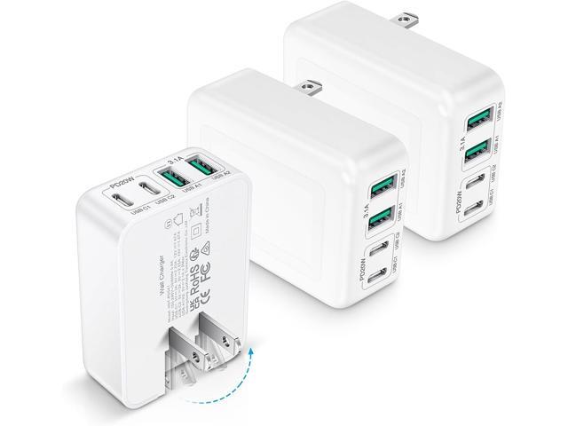 3-Pack USB C Charger Block, Flat USB C Charger, 40W 4-Port PD3.0 Slim Fast Charging Block with Foldable Plug Type C Power Adapter Brick for iPhone...