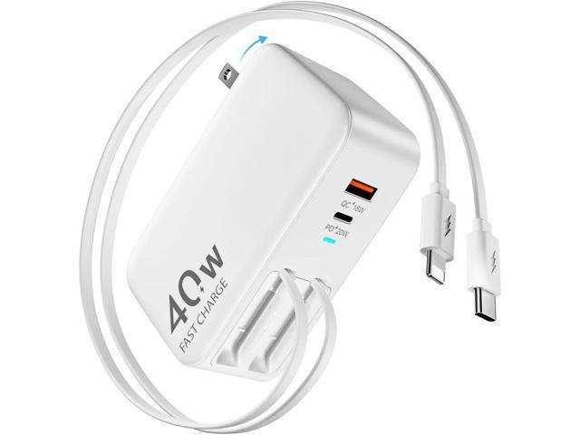 DreamBee 4-in-1 Retractable Wall Charger Plug for iPhone 17, Retractable Charger Block with Dual 35.5-in Cables, 40W Fast Charging Portable Travel...