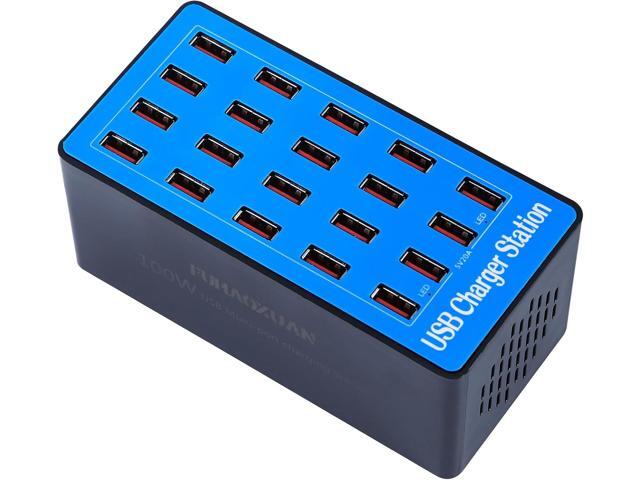 USB Charging Station,100W 20-Port Multi Device Charger with Intelligent Safety Features,Charging Station for Multiple Devices...