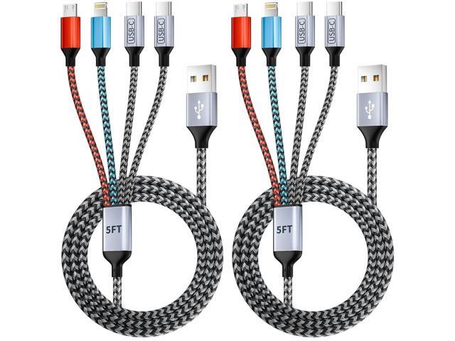 Dual Type-C Ports USB Multi Charging Cable Cord, 4 in 1 Charging Cables for Multiple Devices, Multi Charger Phone Charger Cord with iPhone...