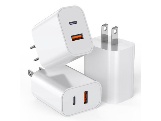 USB C Charger Block,3Pack 20W Dual Port USB C Wall Charger Plug Fast Charging Adapter USB A Quick Charging Brick Plug for iPhone Air/17 Pro...