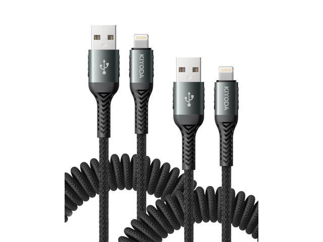 USB to Lightning Cable for Car 3FT+6FT, Coiled iPhone Charger Cable Braided USBA to Lightning Cable [Apple MFi Certified] Fast Charging Cord...