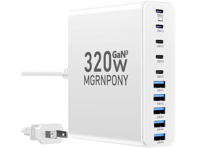 320W USB C Charger Block, 10-Port USB C Charging Station GaN III PD 65W Laptop Fast Charger Adapter for MacBook Pro/Air, DELL, iPad, iPhone,...