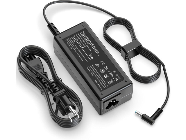 65W Charger Compatible with HP Laptop Charger Blue Tip Computer Smart Ac Adapter Power Cord
