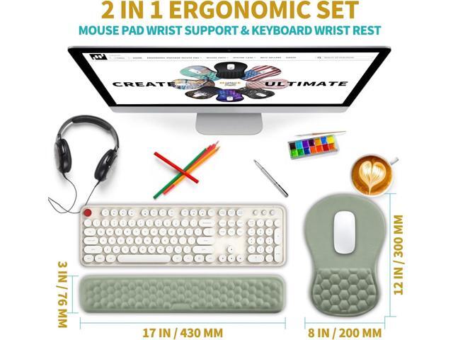 Hokafenle 2 in 1 Ergonomic Mouse Pad Wrist Support & Wrist Rest for Computer Keyboard Set, with Relieve Carpal Tunnel Pain Massage Bulge and Full...