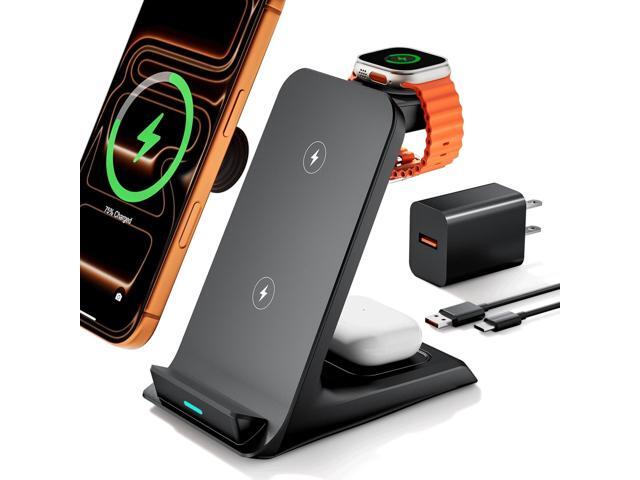 Wireless Charger for Thick Cases of 10MM/Otterbox/Popsocket Compatible, 3 in 1 Charging Dock for iPhone 17 16 15 14 13 Pro Max, Charging Station...