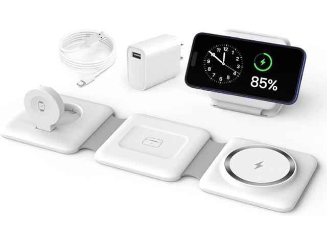 Charging Station for Apple Multiple Devices - 3 in 1 Foldable Magnetic Wireless Charger Dock - Travel Charging Pad for iPhone 16 15 14 13 12 Pro...