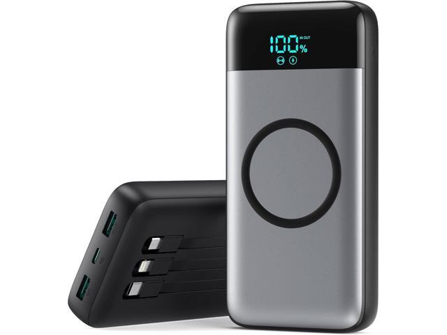 Wireless Portable Charger 40800mAh for iPhone with 3 Built-in Cables,7-in-1 15W Wireless Charging USB C Power Bank, 25W PD QC4.0 Fast Charging...