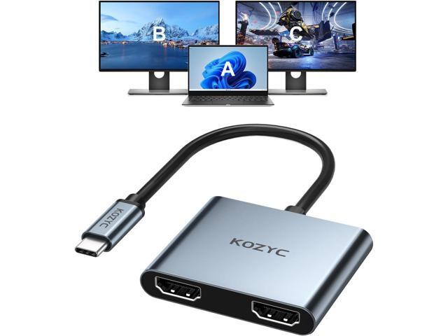 USB C to Dual HDMI Adapter 4K@60hz, Type C to HDMI Splitter Extended Display for MacBook/MacBook Pro Air Dell XPS13/15, Samsung Galaxy S9/S9+ [MST...