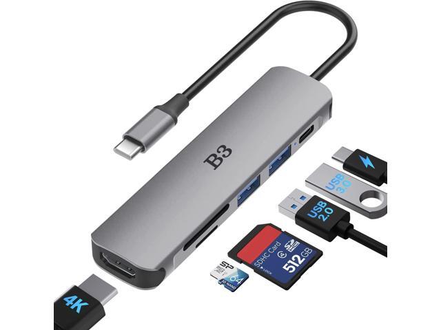 USB C Hub 6-in-1 Multi-Port Adapter with 4K@60Hz HDMI, 100W PD, 2 USB A Data Ports, and SD/TF Card Reader Aluminum Type-C Hub for MacBook Air/Pro...