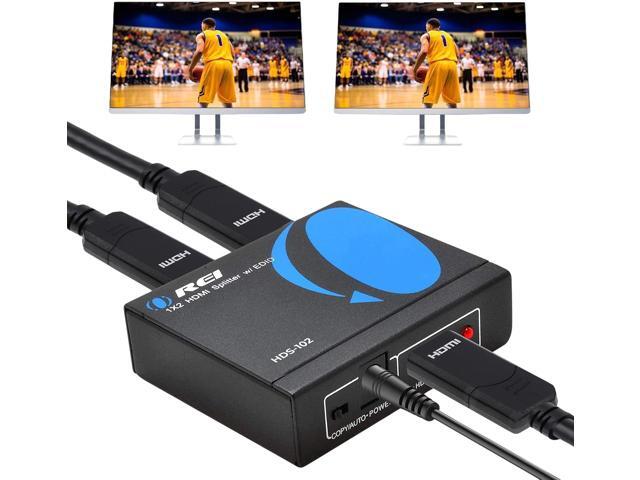HDMI Splitter 1 in 2 out - Ultra HD 4K @ 30Hz, HDCP, 3D & Full HD 1080P Support for Xbox, PS4, Blu-ray, HDTV - Adapter Included