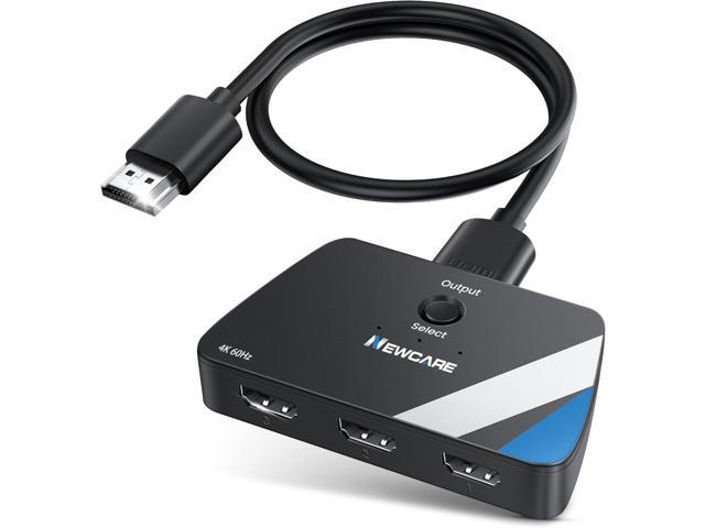 [Upgrade] HDMI Switch 3 in 1 Out, 4K@60Hz HDMI 2.0 Switch Splitter with 2.6FT Long HDMI Cable, 3-Port HDMI Switcher Selector, Supports 4K 30Hz 3D...