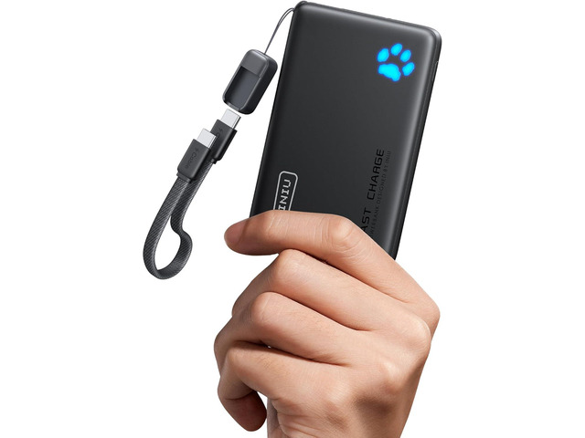 INIU Portable Charger, Smaller & Lighter 45W Fast Charging with Attached USB C Cable, Flight-Safe 10000mAh PD Power Bank Battery Pack, Travel Phone...