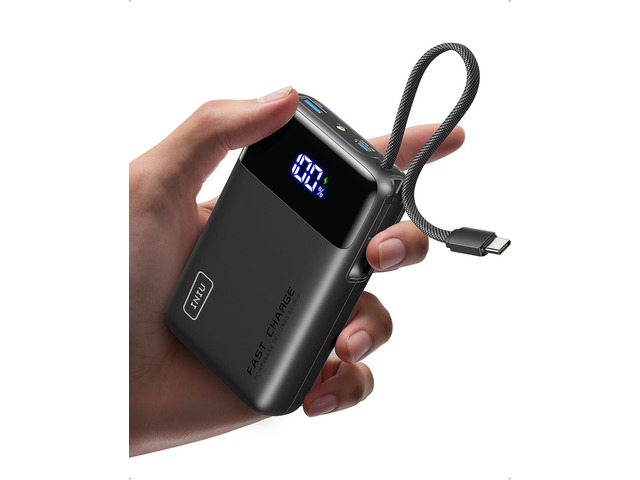 INIU 20000mAh Power Bank, 45W PD Fast Charging Portable Charger, Smaller Battery Pack with Build in USB C Cable, Travel Phone Charger Flight-Safe...