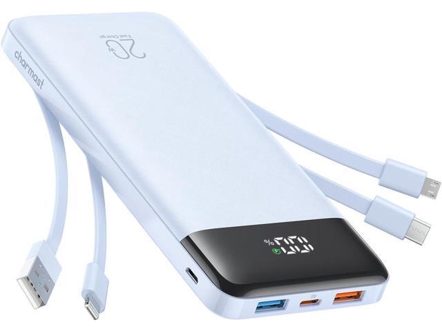 charmast 20000mAh Portable Charger with Built in Cables, 22.5W Travel Power Bank Fast Charging, USB C Cell Phone Battery Pack for iPhone...