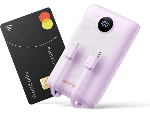 Mini Portable Charger with Built-in Cables 22.5W Fast Charging Power Bank USB-C Small Battery Pack 10000mAh Travel Essential Slim Battery for...