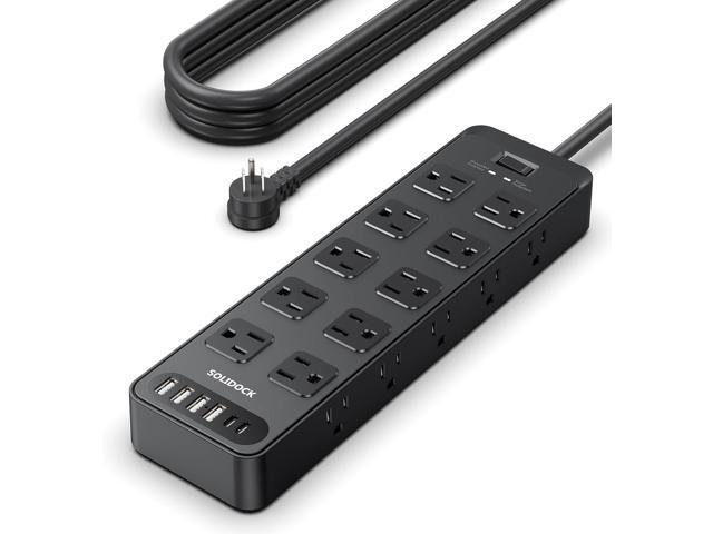 Flat Plug Power Strip Surge Protector with 20 AC Outlets 6 USB Ports, 1875W/15A, 2700 Joules, 6 Ft Heavy Duty Extension Cord with Multiple Outlets...