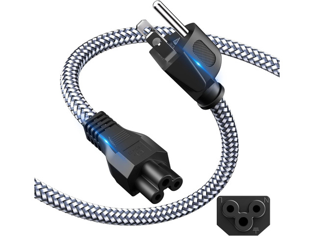 3 Prong AC Laptop Power Cord,6.6FT/2M Universal Power Cable Braided 3 Pin Power Cable for DellHP LG Lenovo Asus Acer Toshiba...