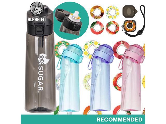Alpha Fit 22oz Flavored Water Bottle with 3 Flavor Pods - BPA-Free, Leak-Proof Reusable Bottle for School, Kids & Teens Bubblegum Pink