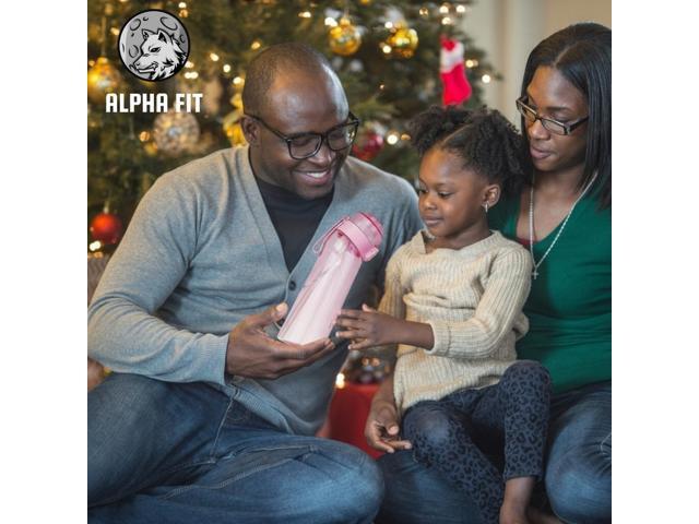 Alpha Fit 22oz Flavored Water Bottle with 3 Flavor Pods - BPA-Free, Leak-Proof Reusable Bottle for School, Kids & Teens Bubblegum Pink