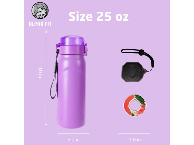 Alpha Fit Stainless Steel Insulated Water Bottle - 750ml/25oz, 12-Hour Hot/Cold Retention, Air Up Compatible with 5 Flavor Pods & Portable Case,...