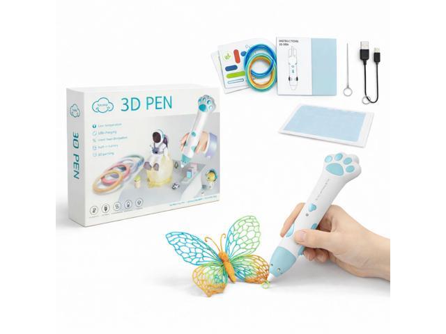 Cute Cat Paw 3D Pen for Kids, Safe Low-Temp 3D Doodler Printing Pen Complete Starter Kit with PCL Filaments & Stencils, Wireless Toy Gift for Girls...