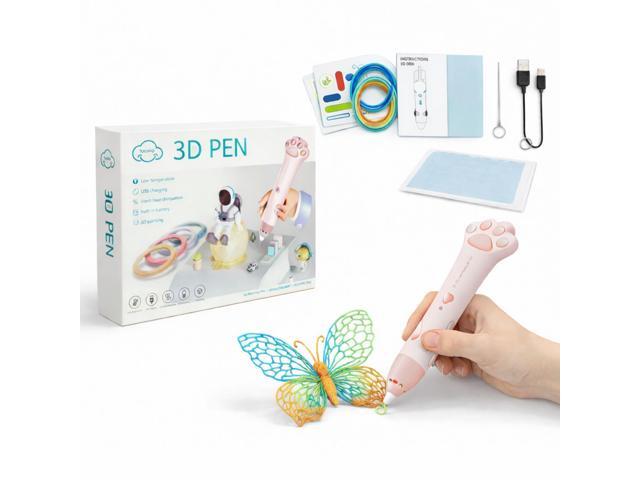 Cute Cat Paw 3D Pen for Kids, Safe Low-Temp 3D Doodler Printing Pen Complete Starter Kit with PCL Filaments & Stencils, Wireless Toy Gift for Girls...