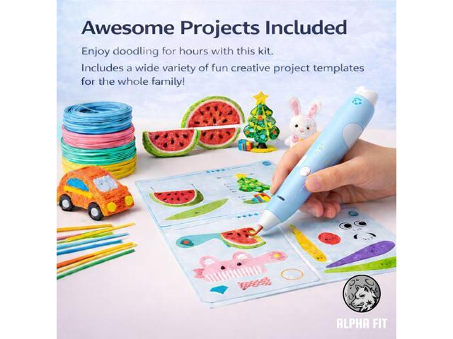 Kids 3D Pen Beginner Kit, Wireless Low Temperature 3D Printing Pen with PCL Plastic Filament and Drawing Templates, Easy to Use STEM Craft Toy for...