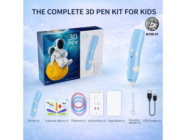 Kids 3D Pen Beginner Kit, Wireless Low Temperature 3D Printing Pen with PCL Plastic Filament and Drawing Templates, Easy to Use STEM Craft Toy for...