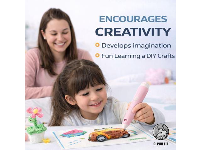 Kids 3D Pen Beginner Kit, Wireless Low Temperature 3D Printing Pen with PCL Plastic Filament and Drawing Templates, Easy to Use STEM Craft Toy for...