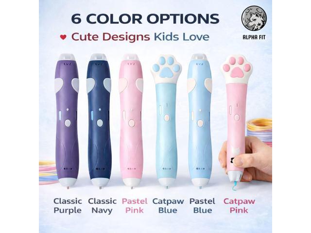 Kids 3D Pen Beginner Kit, Wireless Low Temperature 3D Printing Pen with PCL Plastic Filament and Drawing Templates, Easy to Use STEM Craft Toy for...