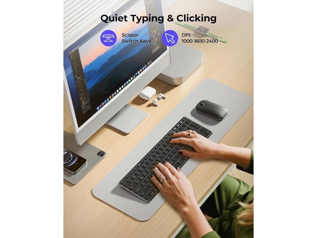 seenda Bluetooth Keyboard and Mouse Combo for Mac, SKM64-2 Rechargeable Slim Wireless Keyboard Mouse Compact, 3 Multi-Device Connection, Compatible...