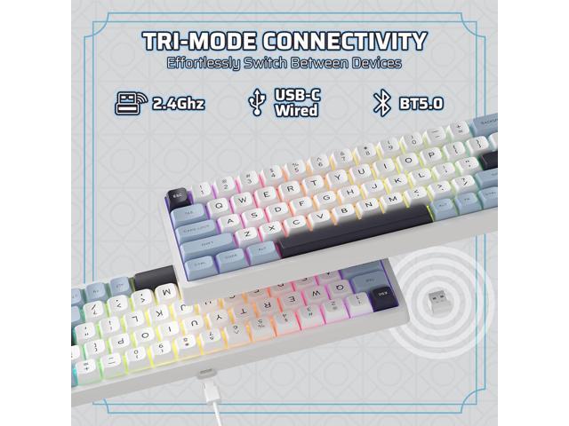 LTC Nimbleback NB682 PRO 65% Wireless Mechanical Keyboard w/Display Screen & Knob, 2.4G/ BT/USB-C Wired RGB 68 Keys Gaming Keyboard, 5-Layer...