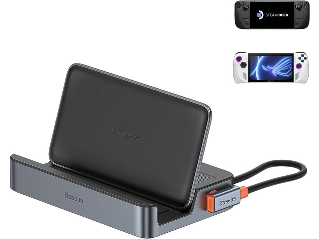 Steam Deck Dock, 6-in-1 Docking Station for Steam Deck/ROG Ally X/Legion Go with HDMI 2.0 4K@60Hz, Gigabit Ethernet, Adjustable Stand Design, 100W...