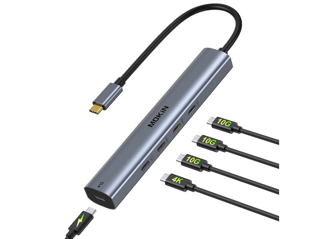 USB C Hub 10Gbps, USB C Splitter with 4K@60Hz Video Output for MacBook Type C Hub with 100W PD Charging,3*10Gbps Data Transfer,USB4 DisplayPort...