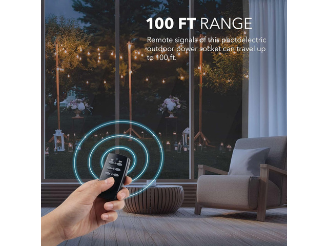 Remote Control Outlets Outdoor Waterproof Indoor Wireless Light Switch 3-Prong Dual Plugs In On Off Remote Outlet with 1 Outlet 2 Remote (Battery...