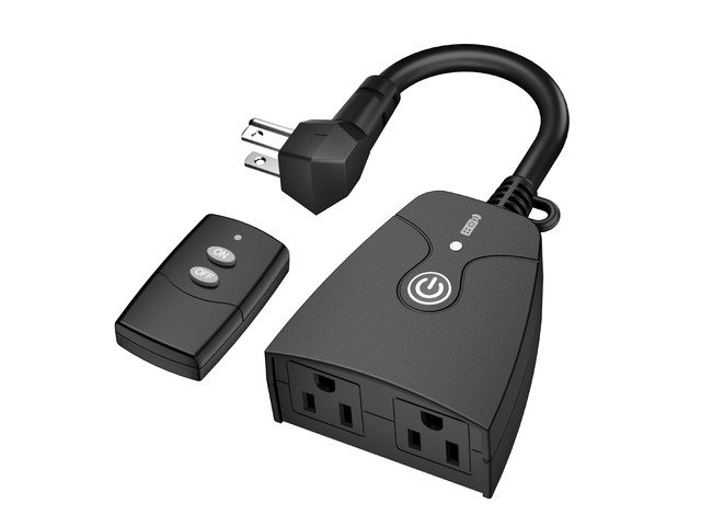 Remote Control Outlets Outdoor Waterproof Indoor Wireless Light Switch 3-Prong Dual Plugs In On Off Remote Outlet with 1 Outlet 1 Remote (Battery...