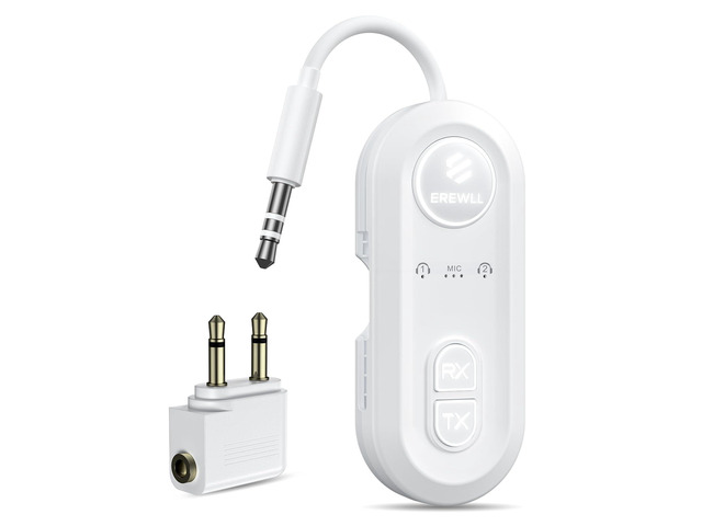 Upgraded Bluetooth 5.4 Transmitter Receiver, Airplane Bluetooth Adapter with Qualcomm aptX Adaptive, Supports 2 AirPods/Headphones, Wireless Audio...