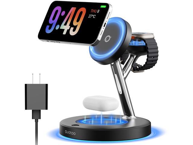Adjustable Blue Ambient Light Wireless Charger 3 in 1 for iPhone, Magnetic Charging Station for Apple Family,15W Fast MagSafe Charger Stand,for...