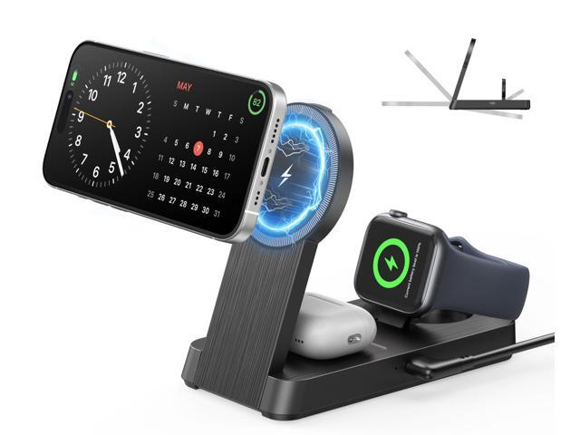 3 in 1 Magnetic Wireless for iPhone Charging Station: Foldable Portable Charger for iPhone 17-12 Pro Max & Apple Watch & AirPods, for Apple...
