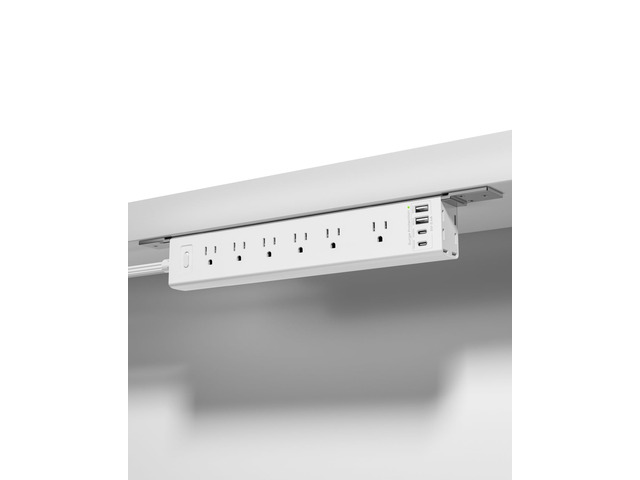 360° Mountable Surge Protector Power Strip with 4 USB Ports (2 USB C), 6 FT Electrical Outlet & Flat Plug Extension Cord for Under Desk, Wall, or...