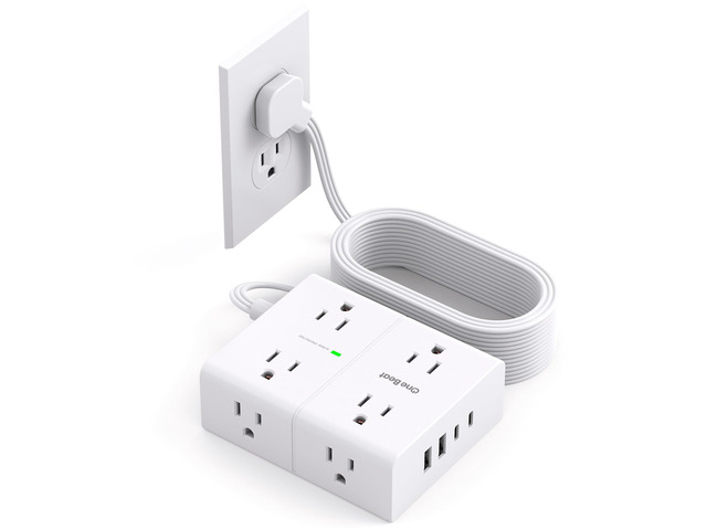 Extension Cord 10 Ft, Surge Protector Power Strip 10 Ft Long Cord Extension Cord with 8 Outlets 4 USB Ports(2 USB C), 10Ft Braided Long Power...