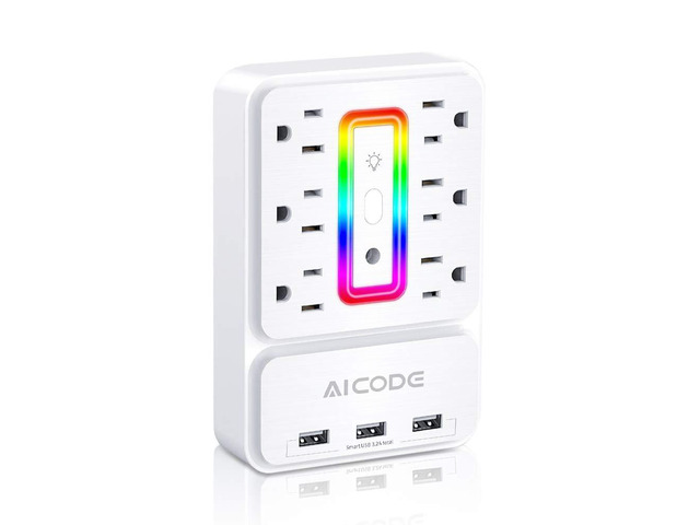 Outlet Extender with USB, Wall Outlet Splitter Night Light Multi Plug Wall Outlet Charger Adapter Splitter For Home Office Dorm Bedroom Living...