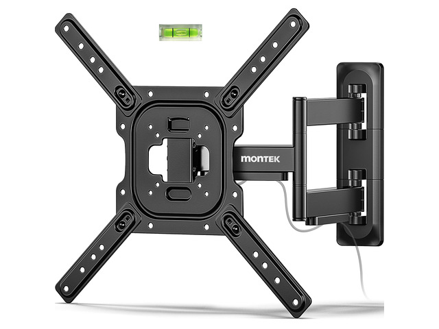 Full Motion TV Wall Mount Bracket for 23-65 Inch TVs up to 77 lb Single-stud articulating arm extends 17 in; corner mount, swivel, tilt, retracts...