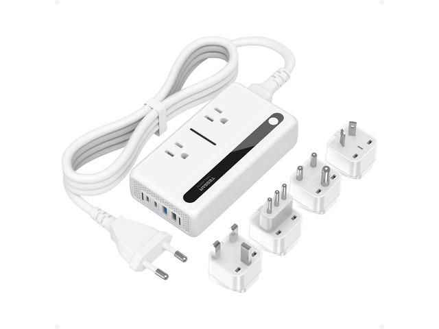 220V110V Voltage Converter, Travel Adapter 250W 4 USB Ports(QC3.0 & PD36W), EU UK AU IT India International Adaptor