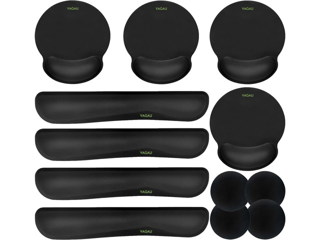 Ergonomic Premium Memory Foam Keyboard and Mouse Wrist Rest Pads Set Non-slip Rubber Base,Mouse Pad with Wrist Rest for Comfortable Typing &Wrist...