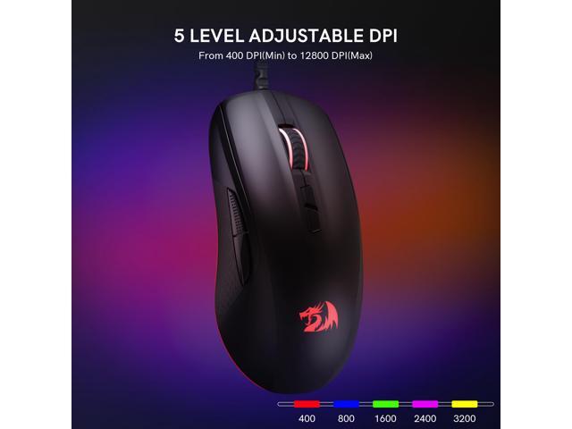 Redragon Wired Gaming Mouse, Black PC Gaming Mice with RGB Backlits, 7 Programmable Macro Buttons, Max 12800 DPI, 1000Hz Polling Rate, Cool Corded...