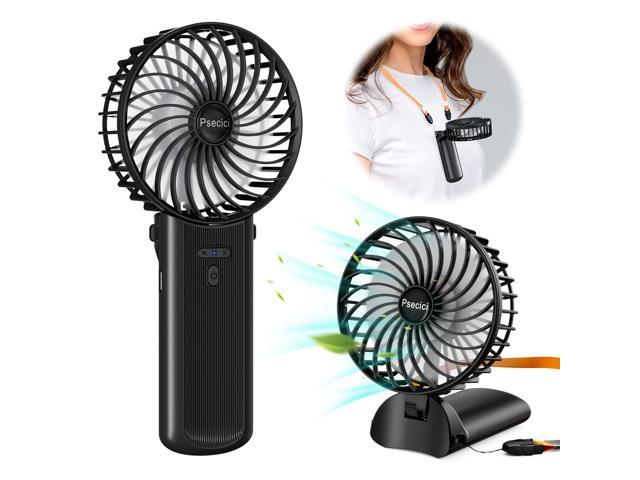 PSECICI Handheld Fan, Mini Portable Personal Fan with lanyard, 4 Speeds Level 180° Foldable Design for Desk/Travel/Office/Outdoor