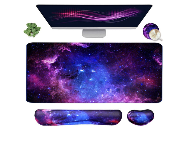Large Mouse Pad and Keyboard Wrist Rest, Desk Pad for Keyboard and Mouse, 4-in-1 Large Gaming Mouse Pad with Wrist Support, Desk Mat for Home...