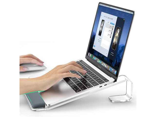 Acrylic Laptop Stand for Desk, Laptop Stand with Wrist Support Removable Notebook Stand Ventilated Cooling Computer Riser Ergonomic Acrylic Lectern...